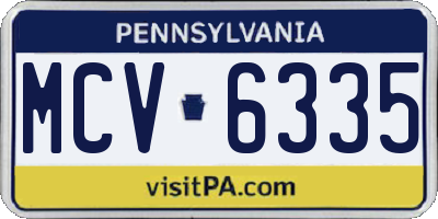 PA license plate MCV6335