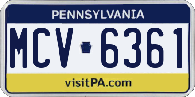 PA license plate MCV6361