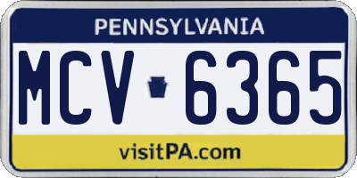 PA license plate MCV6365