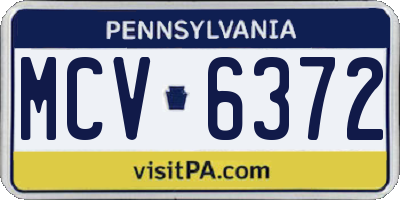 PA license plate MCV6372