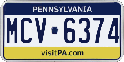 PA license plate MCV6374