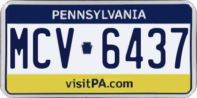 PA license plate MCV6437