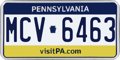 PA license plate MCV6463