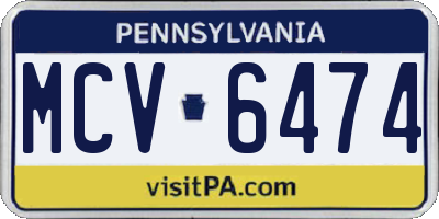 PA license plate MCV6474