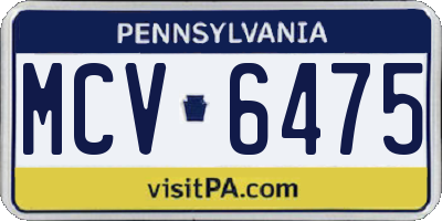 PA license plate MCV6475
