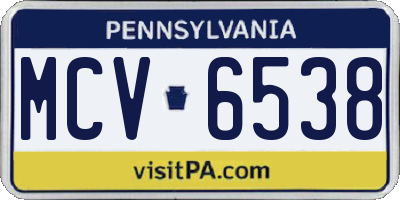 PA license plate MCV6538