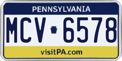 PA license plate MCV6578