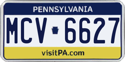 PA license plate MCV6627