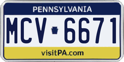 PA license plate MCV6671