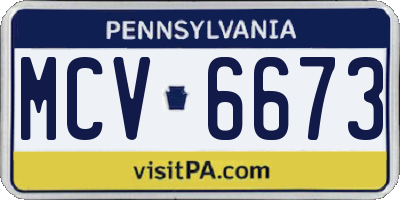 PA license plate MCV6673