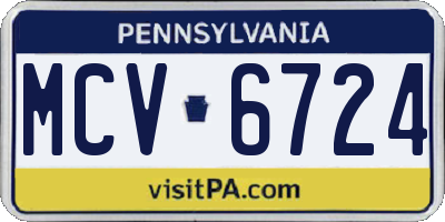 PA license plate MCV6724