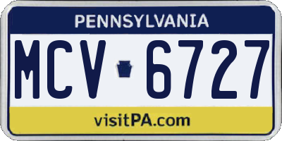 PA license plate MCV6727