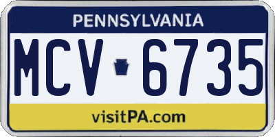 PA license plate MCV6735