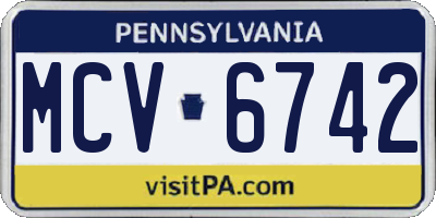 PA license plate MCV6742