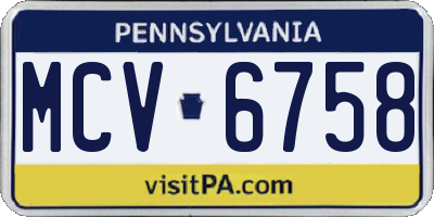 PA license plate MCV6758
