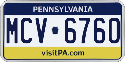 PA license plate MCV6760