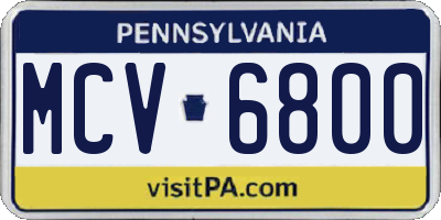 PA license plate MCV6800