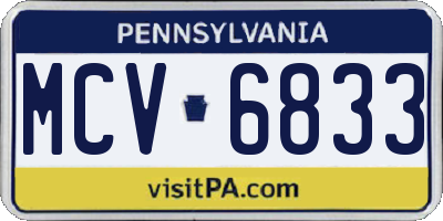 PA license plate MCV6833
