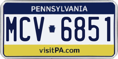 PA license plate MCV6851