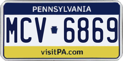 PA license plate MCV6869
