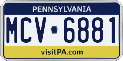PA license plate MCV6881