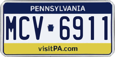PA license plate MCV6911