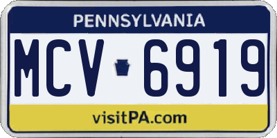 PA license plate MCV6919