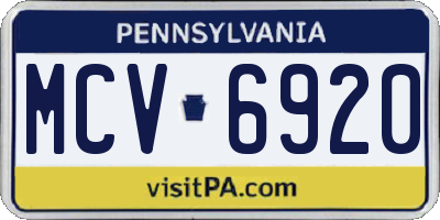 PA license plate MCV6920