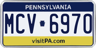 PA license plate MCV6970