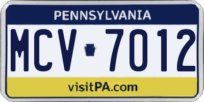 PA license plate MCV7012