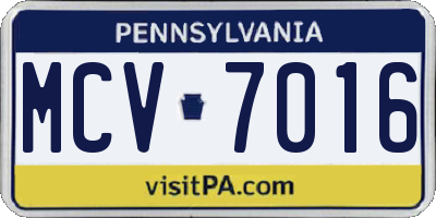 PA license plate MCV7016