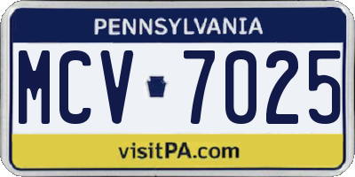 PA license plate MCV7025