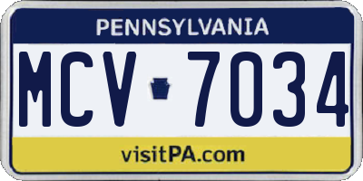 PA license plate MCV7034