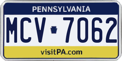 PA license plate MCV7062