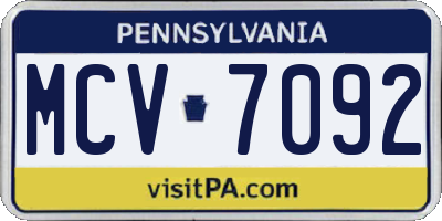 PA license plate MCV7092