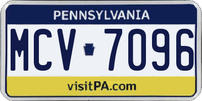 PA license plate MCV7096