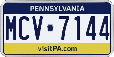 PA license plate MCV7144