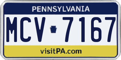 PA license plate MCV7167