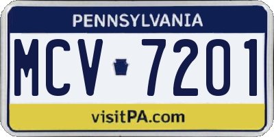 PA license plate MCV7201