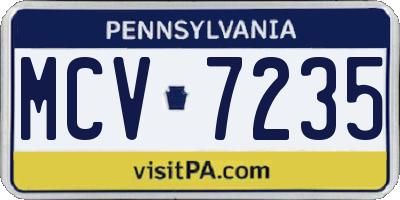 PA license plate MCV7235