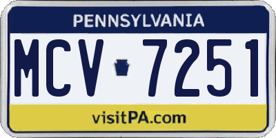 PA license plate MCV7251