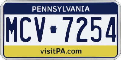 PA license plate MCV7254