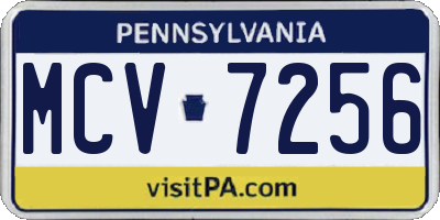 PA license plate MCV7256