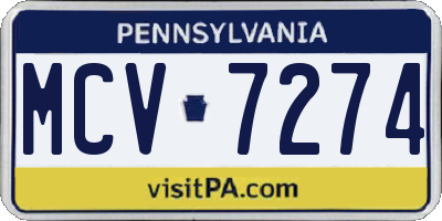 PA license plate MCV7274