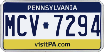 PA license plate MCV7294