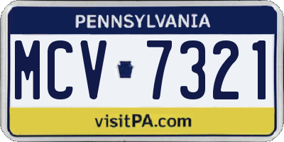 PA license plate MCV7321