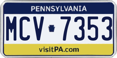 PA license plate MCV7353