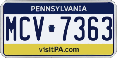 PA license plate MCV7363