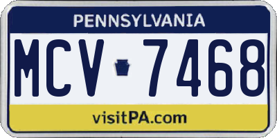 PA license plate MCV7468
