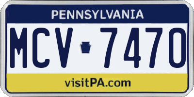 PA license plate MCV7470